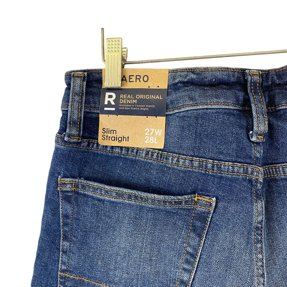 Aeropostale Areo Real Original Denim Jeans Womens 27/28 Slim Straight Distressed